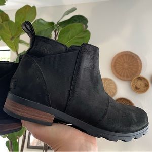 Women’s 10 Waterproof Leather Emelie Sorel Pull On Ankle Chelsea Black Booties